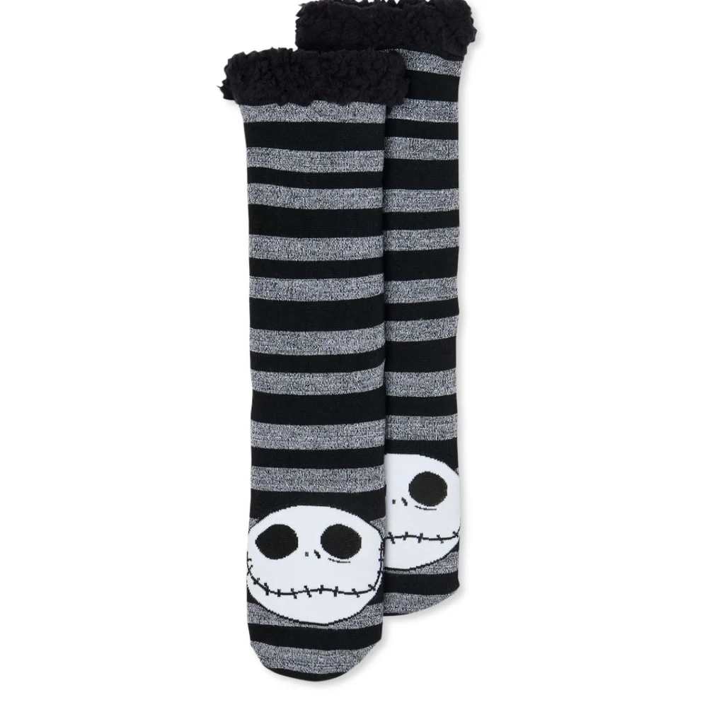 Disney Nightmare Before Christmas Jack Skellington Fuzzy Babba Slipper Socks NWT